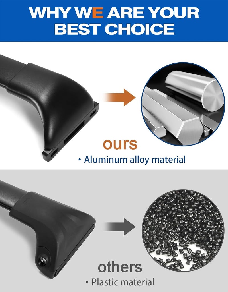 wonderdriver Roof Rack Cross Bars Compatible with Honda Pilot 2023 2024 2025 2026 Elite Sport Touring Trailsport (Except LX and EX-L) with Raised Side Rails, Heavy Duty All-Metal Aluminum Crossbar Luggage Racks - Image 5